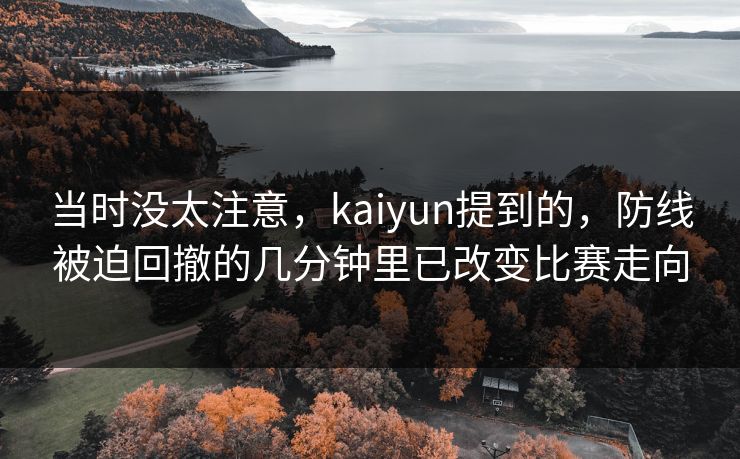 当时没太注意，kaiyun提到的，防线被迫回撤的几分钟里已改变比赛走向